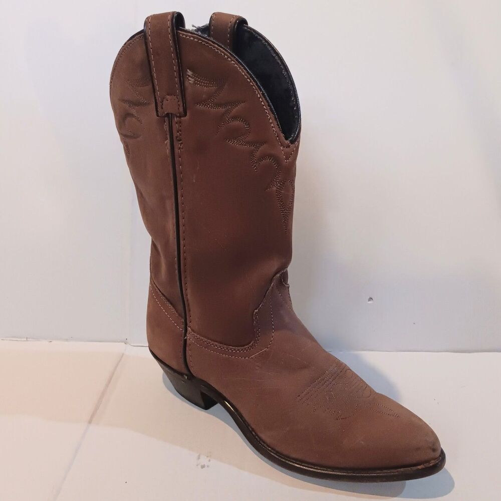 Laredo Snip Toe Mid Calf Cowboy Boots-Size 6.5M-Brown-Leather Vape-Faux Upper